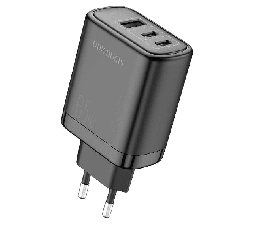 Slika izdelka: Dux Ducis adapter hišni polnilec 220V C110 Super SI Charge 65W vhod 1x USB A in 2x Type C - Original (EU Blister) črn