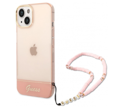 Slika izdelka: GUESS GUHCP14MHGCOHP za iPhone 14 Plus - roza silikonski ovitek s perla zapestnico