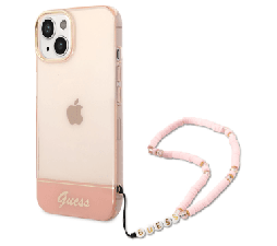 Slika 2 izdelka: GUESS GUHCP14MHGCOHP za iPhone 14 Plus - roza silikonski ovitek s perla zapestnico