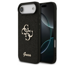 Slika izdelka: GUESS GUHCP17MHG4SGK silikonski ovitek za iPhone 17 Air - črn z bleščicami in zlatim logom