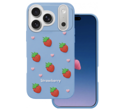 Slika 2 izdelka: Jagoda silikonski ovitek za iPhone 17 Pro Max  - moder