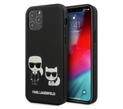 Slika izdelka: Originalen KARL LAGERFELD ovitek iPhone 12 ali 12 Pro - Karl and Choupette - črna trda zaščita - KLHCP12MPCUSKCBK