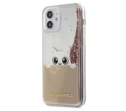 Slika izdelka: Originalen KARL LAGERFELD ovitek iPhone 12 Mini - Peek a Boo - prozorna trda zaščita z roza bleščicami  - KLHCP12SPABGNU