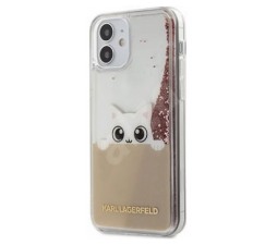 Slika 2 izdelka: Originalen KARL LAGERFELD ovitek iPhone 12 Mini - Peek a Boo - prozorna trda zaščita z roza bleščicami  - KLHCP12SPABGNU