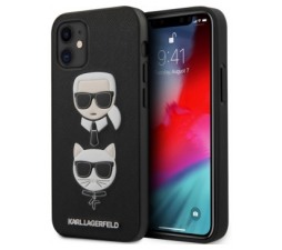 Slika 2 izdelka: Originalen KARL LAGERFELD ovitek iPhone 12 Mini - Karl and Choupette Heads - črna trda zaščita - KLHCP12SSAKICKCBK