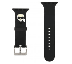 Slika izdelka: Karl Lagerfeld silikonski pašček za uro Apple Watch 38 / 40 mm - Karls Head - črn - KLAWMSLKK
