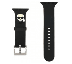 Slika 2 izdelka: Karl Lagerfeld silikonski pašček za uro Apple Watch 38 / 40 mm - Karls Head - črn - KLAWMSLKK