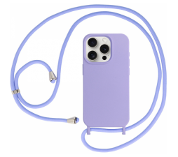 Liquid silikonski ovitek za iPhone 15 Pro - vijola z vrvico