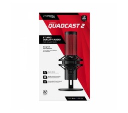 Slika izdelka: Mikrofon HP HyperX 2 QuadCast, za PC, PS5 ali Mac, vgrajen nosilec proti vibracij