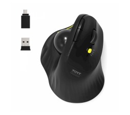 Slika izdelka: Miška PORT Trackball WL+BT, USB-A / C, polnilna, ergo, 5 gumbov, 800-4000dpi, črna