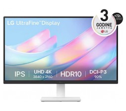 Slika izdelka: Monitor LG 27" 27US500-W UltraFine, IPS, 3840x2160, 2x HDMI, DP, bel