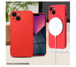 Slika 2 izdelka: Onasi silikonski ovitek MagSafe za iPhone 14 6.1 - mat rdeč
