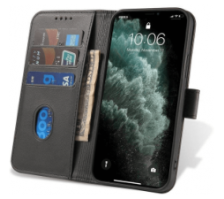 Slika 2 izdelka: Onasi Wallet denarnica usnjena preklopna torbica iPhone 17 - črna 