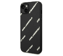 Slika 2 izdelka: Originalen KARL LAGERFELD ovitek iPhone 14 6.1  - črna usnjena zaščita z belim napisom - KLHCP14SPGMLKFK 