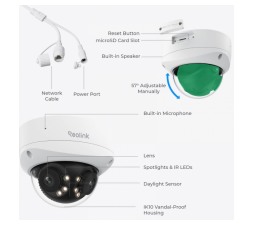 Slika 2 izdelka: Reolink IP Kamera Duo serija P737 POE, 8MP, 4K, IK10 odporna, 180° pogledom, Nočni vid