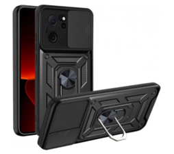 Slika 2 izdelka: Silikonski ovitek Armor Ring z zaščito kamere za Xiaomi Redmi 12 4G - črn