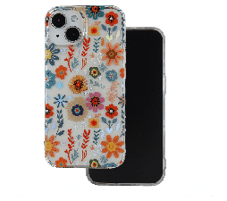 Slika izdelka: Silikonski ovitek Hippie Flower za iPhone 16 - oranžen