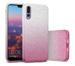 Slika izdelka: Silikonski ovitek z bleščicami Bling 2v1 za Huawei P20 Pro - srebrno pink