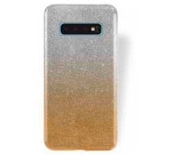 Slika 2 izdelka: Silikonski ovitek z bleščicami Bling za Samsung Galaxy S10 G973 zlat s srebrnimi bleščicami