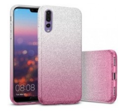 Slika 2 izdelka: Silikonski ovitek z bleščicami Bling 2v1 za Huawei P20 Pro - srebrno pink