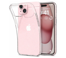 Slika izdelka: Silikonski ovitek z bleščicami za iPhone 13 6.1 - prozoren s srebrnimi bleščicami