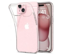Slika 2 izdelka: Silikonski ovitek z bleščicami za iPhone 13 6.1 - prozoren s srebrnimi bleščicami
