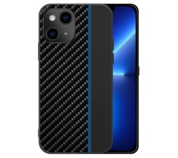 Slika izdelka: Silikonski ovitek za iPhone 13 Pro Max - carbon črn z modro črto