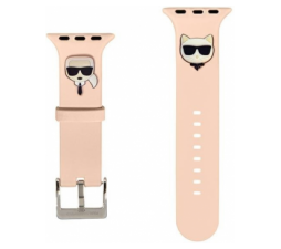 Slika 2 izdelka: Karl Lagerfeld silikonski pašček za uro za Apple Watch 38 / 40 mm - Heads - roza - KLAWMSLCKP